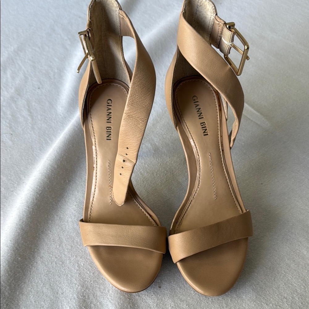 Gianni Bini Tan Stiletto Heels with Ankle Strap